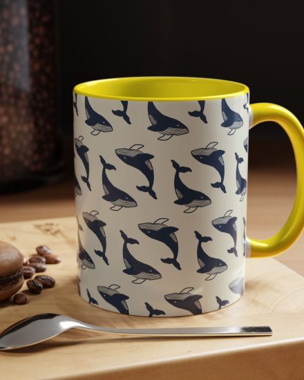 Ocean-Inspired Accent Coffee Mug | whale Design | Perfect Gift for Sea Lovers | Beach House Decor | Unique Marine Life Mug