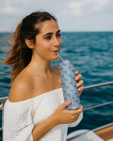 Ocean Tumbler with Straw – 20oz Stainless Steel Travel Mug, Coastal Gift for Her, Beach Cup, Insulated Eco Friendly Reusable Cup