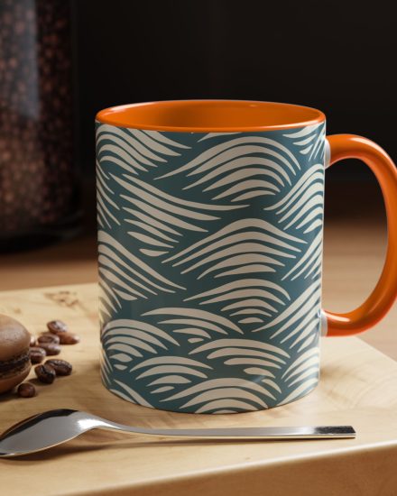 Ocean-Inspired Accent Coffee Mug | Wave Design | Perfect Gift for Sea Lovers | Beach House Decor | Unique Marine Life Mug
