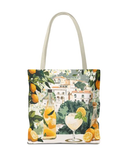 Elegant Capri Italy Tote Bag | Lemon Print Coastal Market Bag | Mediterranean Style Gift for Ocean Lovers & Travelers