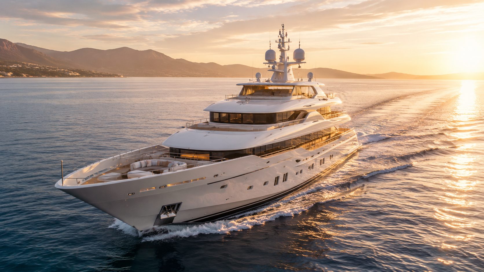Luxury superyacht at sea